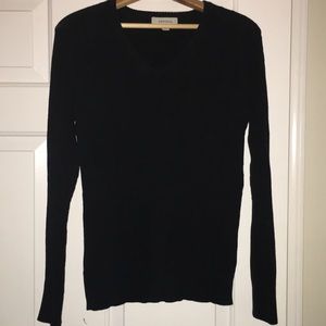 Black cable knit v-neck sweater